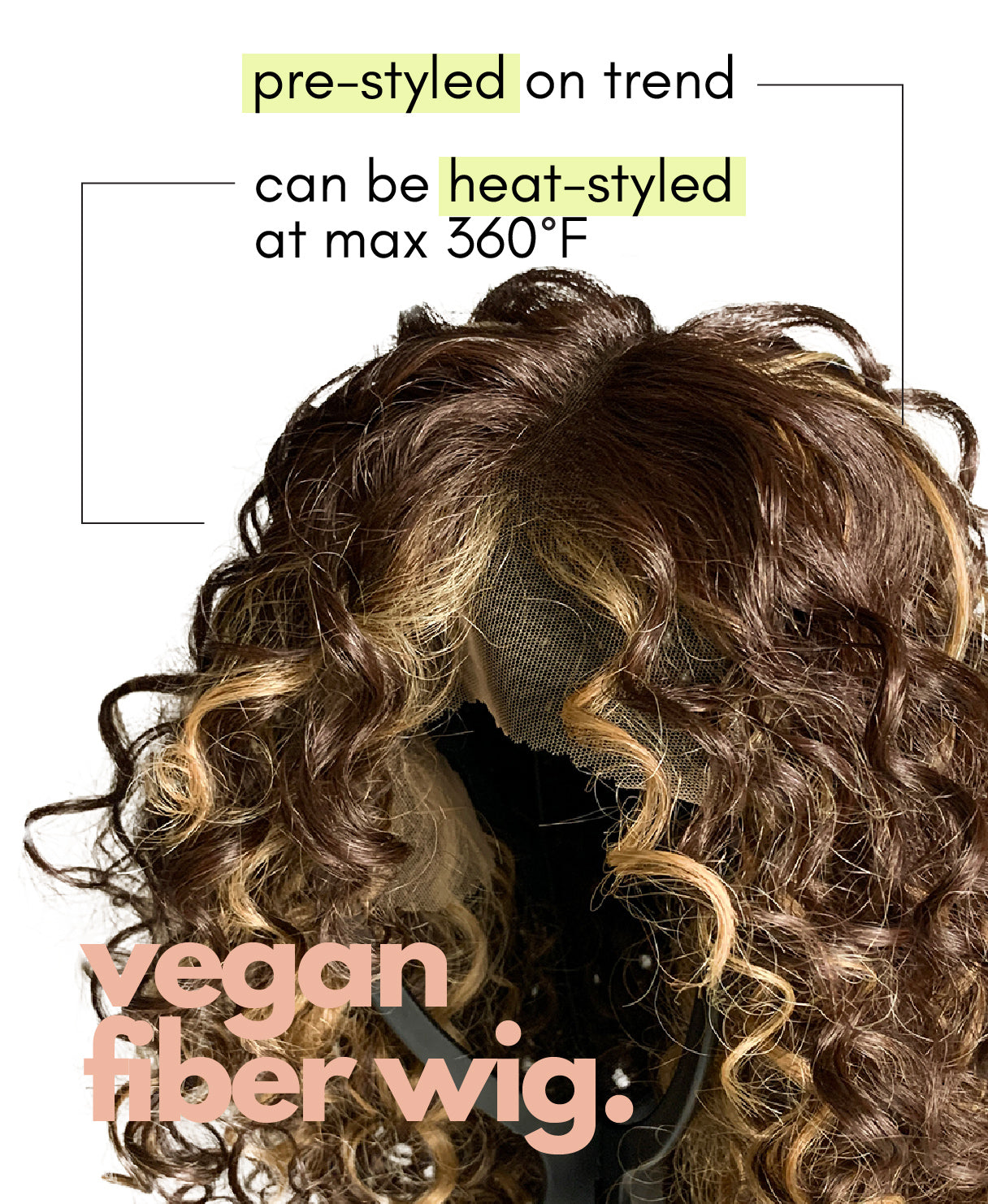 vegan fiber curly balayage - wig 16".