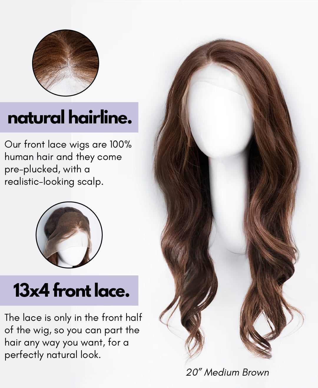 long bob human wig  - 12" chocolate brown.