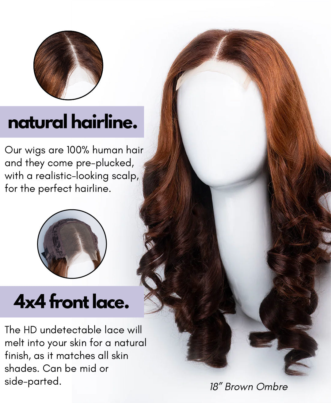 lace front human wig - 10" rooted brown bouncy curls.